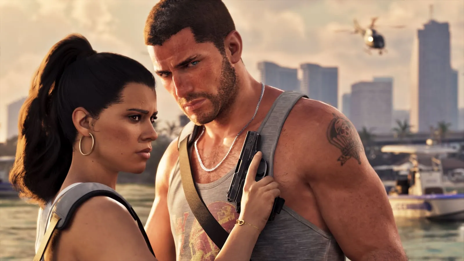 Screenshot ufficiale di Jason e Lucia insieme in GTA 6 (immagine 1)