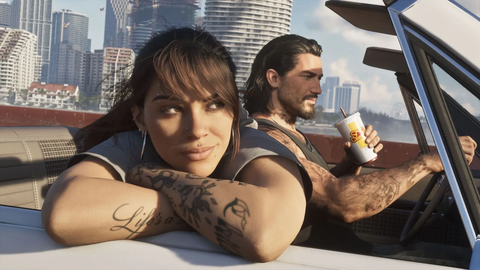 Screenshot ufficiale di Jason e Lucia insieme in GTA 6 (immagine 3)